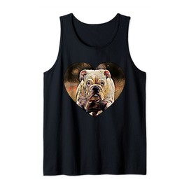 Cute English Bulldog Puppy Heart-shaped Colorful Art Design Tank Top