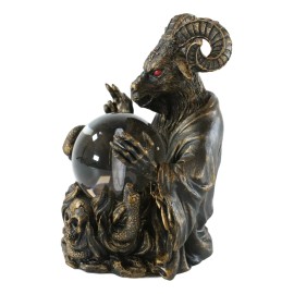 Ebros Sabbatic Goat Baphomet Pentagram Star Sigil LED Glass Gazing Ball Statue