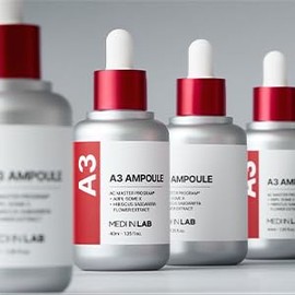 MEDIINLAB A3 Ampoule, Oil Control Serum for Face with Hibiscus Extract, 1.01fl.oz/30ml, Clarifying Essence for Sensitive Skin, Trouble care, Reduces appearance of blemishes, Korean Skincare