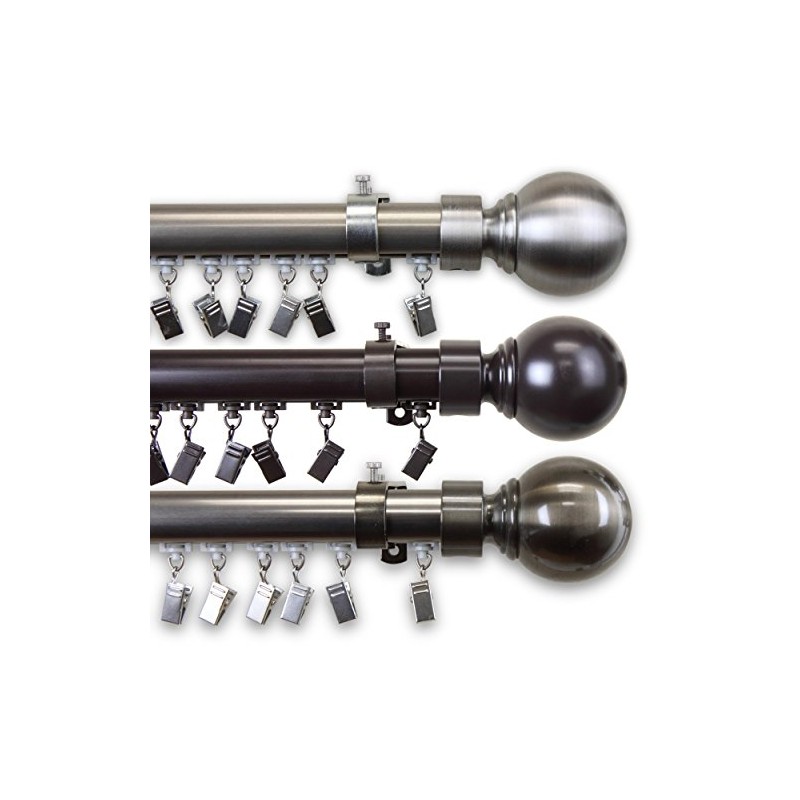 Rod Desyne Ball Cordless Traverse Rod 36-72" - Brass Nickel