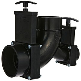 Valterra T81 Ell Double Rotating Valve, 3" Hub x 1-1/2" Hub x 3" Spigot Outlet,Black