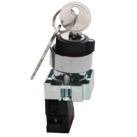 Shopcorp - 2 Position Maintained Selector Rotary Key Switch - Self-Lock Switch, 22mm Mounting Hole Size, 1NO Control Function, 415V Voltage and 10A Contact Current - XB2-BG21 Model