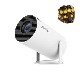 LQWELL HY300 PRO Mini Projector + Solar Fairy Lights Combination, 4K 1080P Support, Android 11, Wireless Projection, Supports Airplay Miracast, with WiFi Bluetooth, Portable Projector