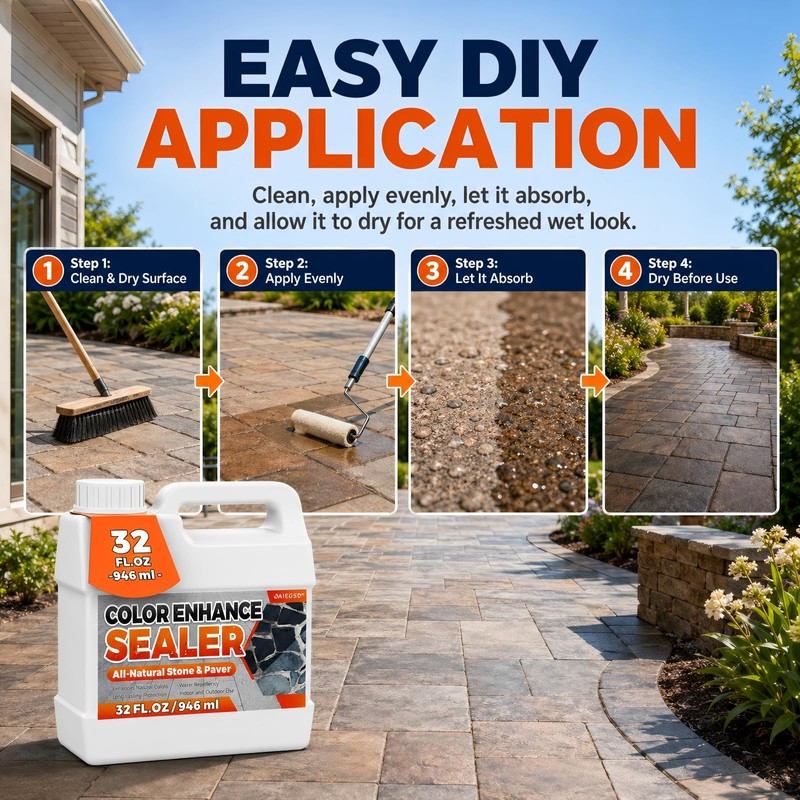 Wet Look Stone Sealer, 1 Gallon, Concrete Sealer & Stone