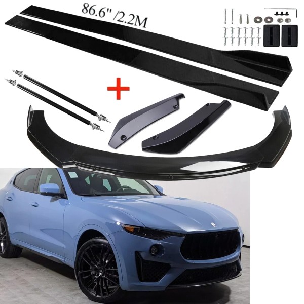 unbranded For Maserati Levante 17-23 Front Bumper Lip Spoiler Side