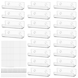 20 Pack 4 Inch Vinyl Record Shelf Wall Mount, Clear Vinyl Record Display Shelf Acrylic CD Holder Album Storage Shelves for Records CD Organizer Display and Home Office Wall Decor