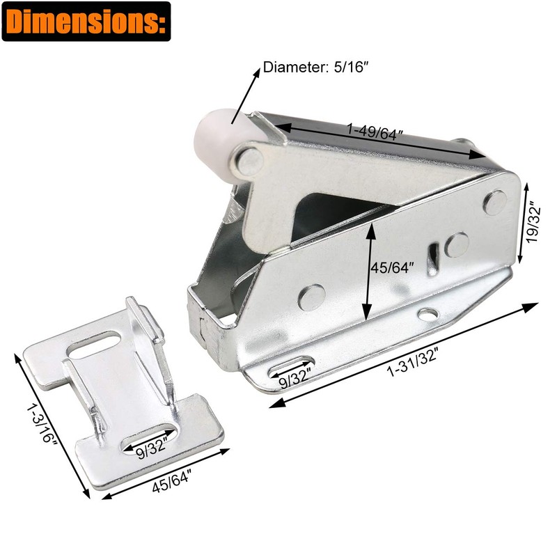 HWMATE Push to Open Touch Release Lock Spring Loaded Latch