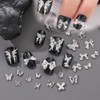 AIPULIDUO Butterfly Nail Charms, 60PCS Nail Charms Silver Butterfly Charms