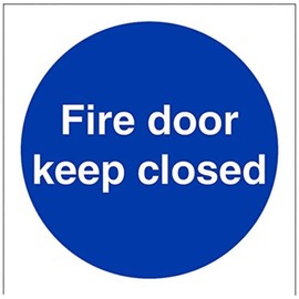 V Safety Fire Door Keep Closed Sign - 100mm x 100mm - 1mm Rigid Plastic