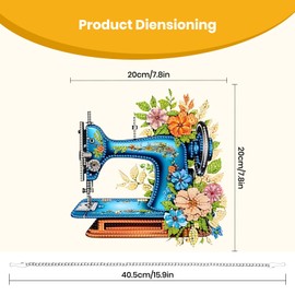 Qukle Hanging Sewing Machine Diamond Painting Kits Pendant, Special Shaped Crystal DIY Flowers Hanging Diamond Art Sign Gem Painting Window Door Ornaments, Box Package