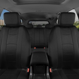 BDK carXS Seat Covers for Cars, Black Two-Tone with Matching Back Seat Cover, Made to Fit Most Auto Truck Van SUV, Interior Car Accessories, Full Set