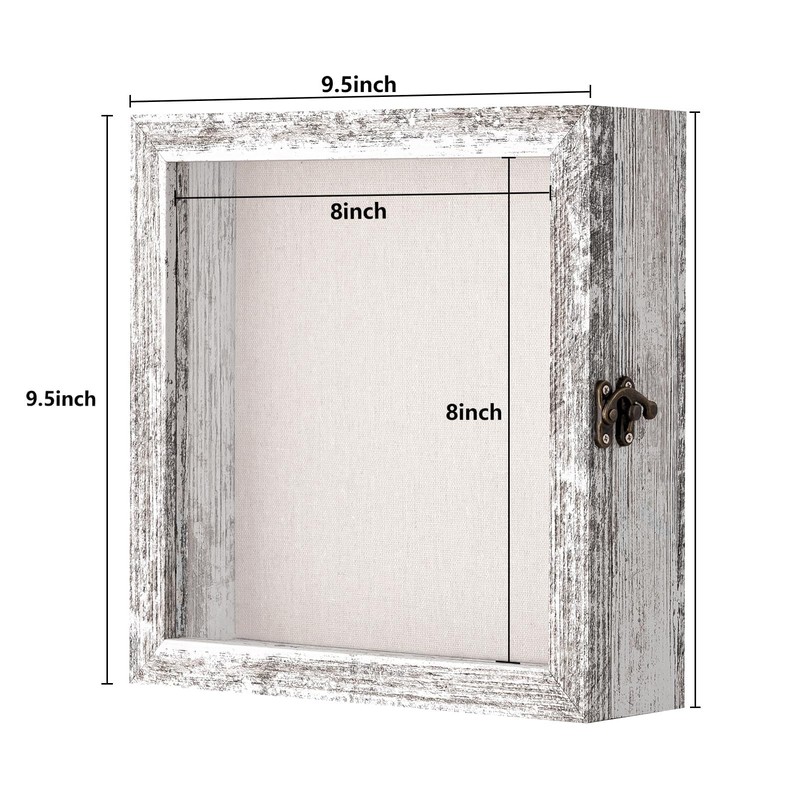 eletecpro 8x8 Shadow Box with Glass Cover and Linen Back,