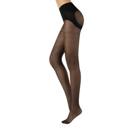 PUSH UP SHAPER TIGHTS | NORMAL WAIST MICROFIBRE PANTYHOSE | 20 DEN | S, M, L, XL | BLACK, NATURAL | ITALIAN HOSIERY | (M, BLACK)