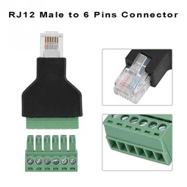 Teansic 4PCS 6P6C RJ12 to 6 Pin Screw Terminals,Ethernet RJ12 Male Plug to 6 Pin Solderless Adapter