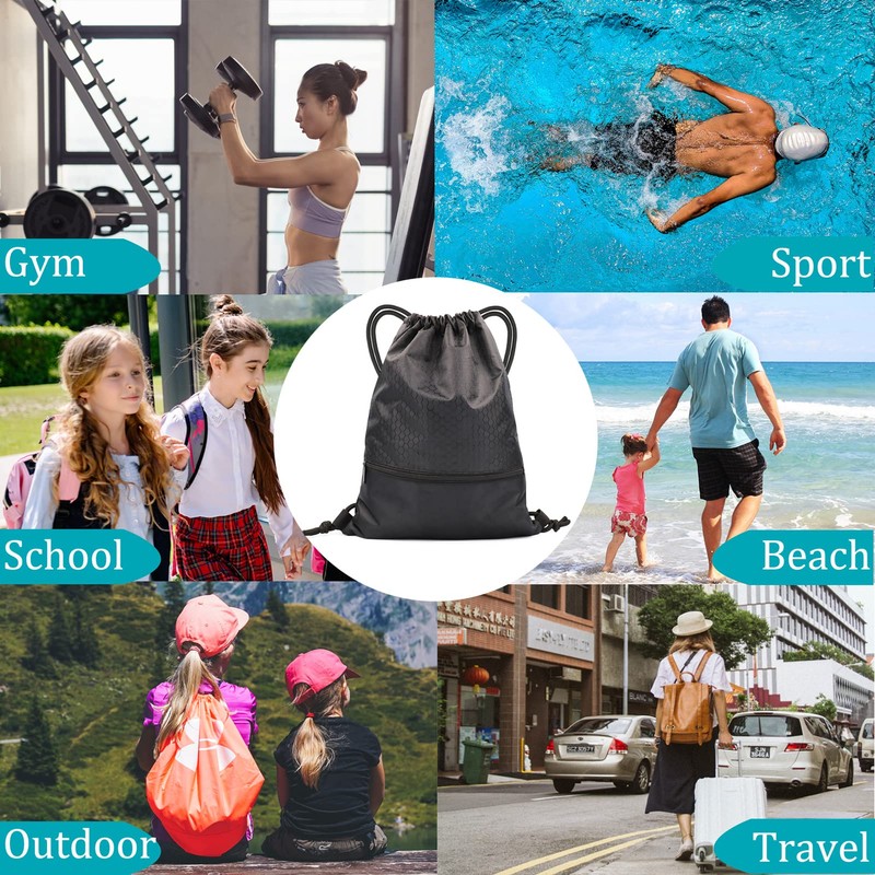 FenFang Gym Bag with Drawstring, Drawstring Bag, Sports Backpack, Large