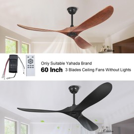 Yahada 60" Ceiling Fan Remote Control Kit, Suitable for 60 Inch Ceiling Fans Without Lights, Replacement Remote and Receiver Kit with Reverse, 6 Speeds, Timing, 60in