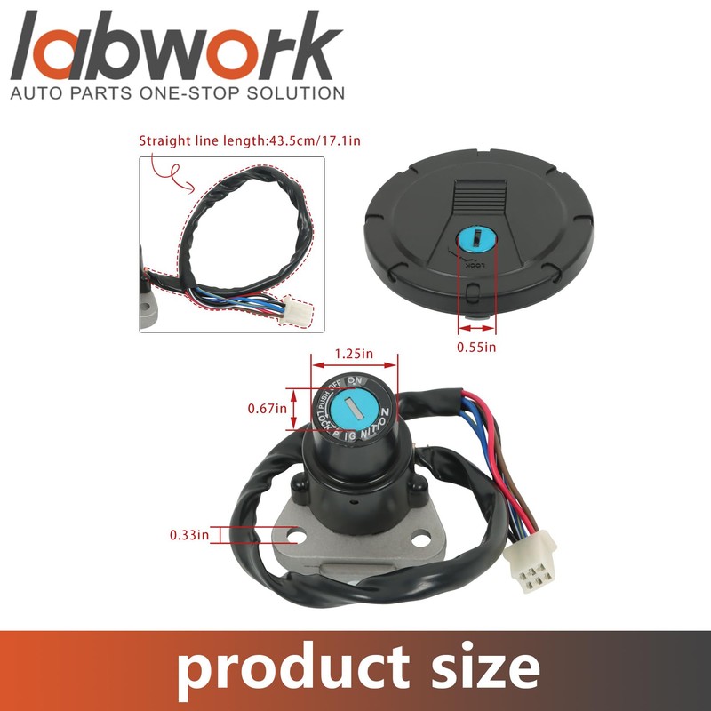 labwork Ignition Switch Fuel Cap Lock Set Replacement for Kawasaki