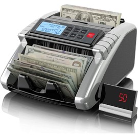 Aneken Money Counter Machine with Value Count, Dollar, Euro UV/MG/IR/DD/DBL/HLF/CHN Counterfeit Bill Detectors，Add and Batch Modes, Cash Counter with LCD Display
