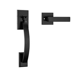 NCSEN Front Door Handle Dummy Handle Only, Black Door Handleset for Front Door, Exterior Door Lock Set