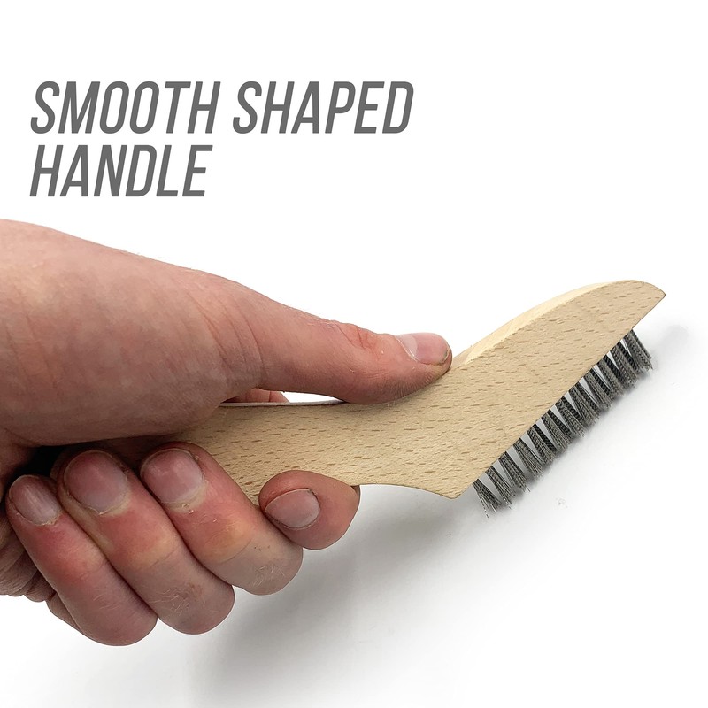 Small Narrow Wooden Wire Scratch Grout Brush Tool Stainless Steel