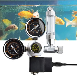 CO2 Pressure Regulator with Solenoid Valve Pressure Gauge and Check Valve, Reusable Aquarium Solenoid Valve Bubble Counter W21.8 Interface