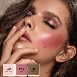 Lezero Kit de maquillaje en barra de contorno de 3 piezas, tonos con resaltador, rubor y bronceador para esculpir la cara y todo tipo de piel, larga d