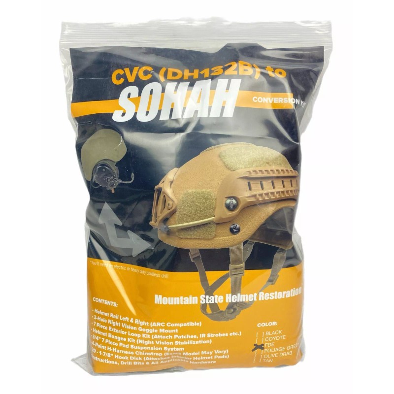 MSHR CVC to SOHAH Combat Helmet Conversion Kit Rails NVG