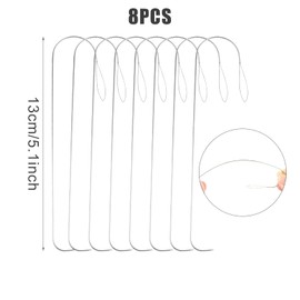 SAVITA 8pcs Bead Spinner Needles,5.2 Inch Curved Beading Needles Stainless Steel Large Eye Needle with Handle Bead Spinner Needle for Jewelry Bracelet Necklace Making