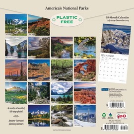 America's National Parks | 2025 12 x 24 Inch 18 Months Monthly Square Wall Calendar | July 2024 - December 2025 | Plastic-Free | Plato | Yosemite Yellowstone