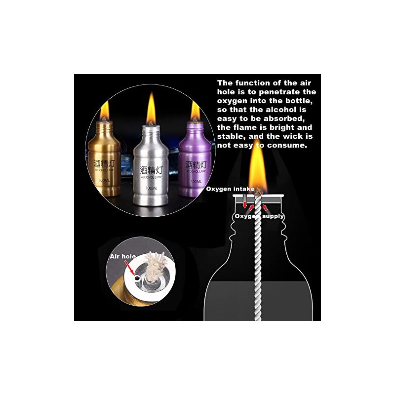 2 Packs Portable Alcohol Burner Lamp Case 100ml Aluminum Alloy
