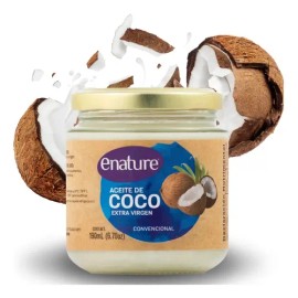 Aceite de Coco Extra Virgen Enature 190 mL Para Cabello, Piel y Cocina
