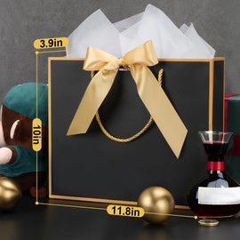 MOXARYSU Gift Bags With Handles: 11.8x4x10 Inch 24pcs Medium Large With Bow Ribbon For Wedding Thanks Bridesmaid Birthday Party (White-Light Blue