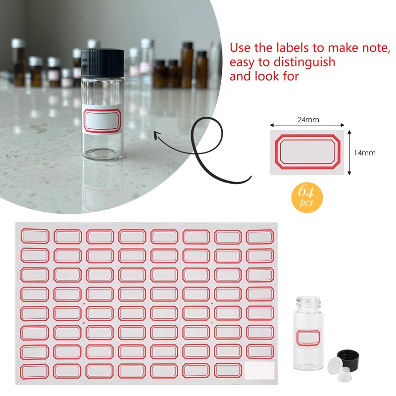 Cadbibe 10ml Clear Glass Vials with Screw Caps and Plastic