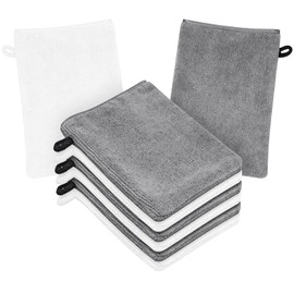 HOTUT Terry Cloth Wash Gloves, Set of 8 Wash Gloves, Face Cloth, Microfibre Wash Gloves, Reusable Makeup Remover Gloves, Soft Face Glove, 20 x 15 cm