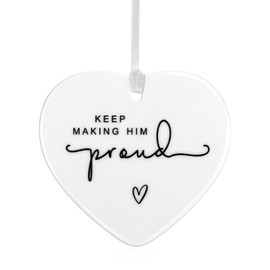 Qianyu Keep Making Him Proud, Memorial Gifts Loss of Loved One Gift Bereavement Keepsake Memorial Hug Token Gift Sympathy Gift Inspirational Thinking of You Gift Ceramic Pendants in Loving Memory Gift