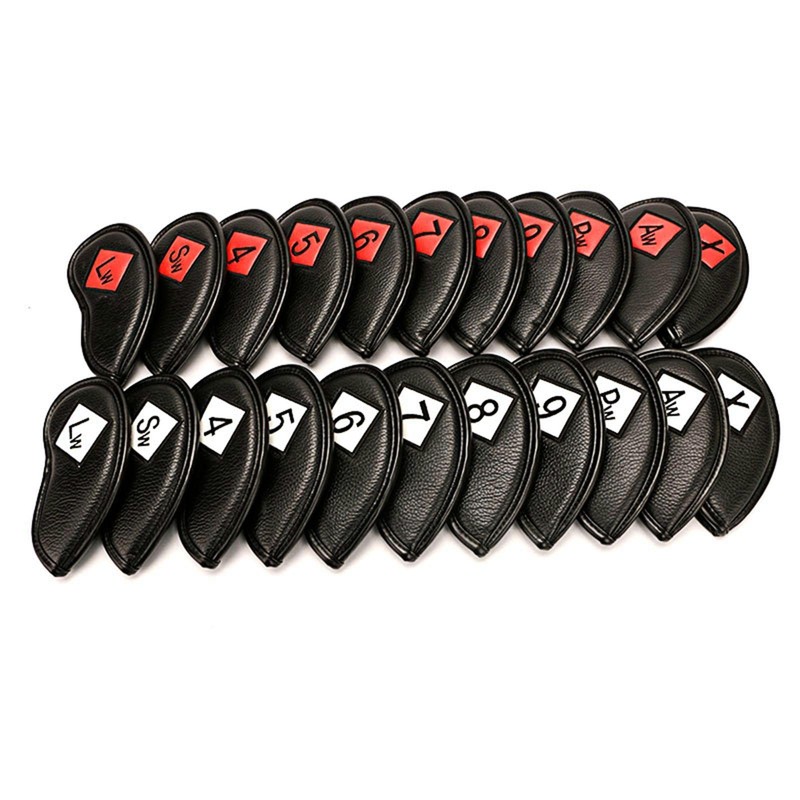 F Fityle 11Pieces Waterproof Leather Golf Iron Head Covers Set