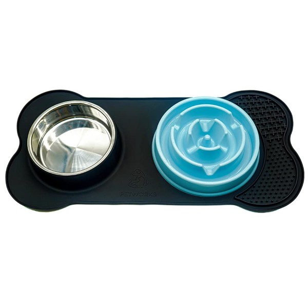PETWORKS Slow Feeder Dog Bowls with Lick Mat, 5 in