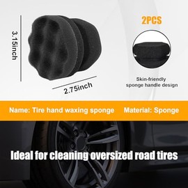 2 aplicadores de brillo de neumáticos, almohadillas aplicadoras de espuma reutilizables para neumáticos de automóvil con diseño ergonómico, herramient