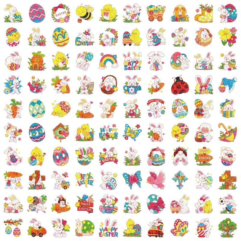 Leesgel Children's Easter Tattoos, Pack of 408 Easter Glitter Tattoos