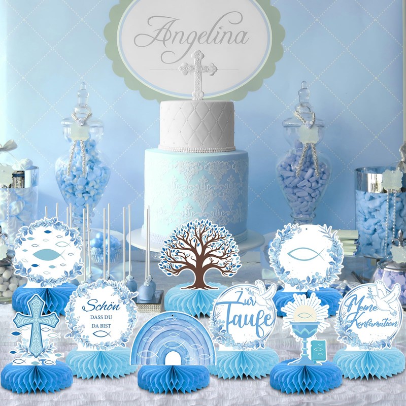 Honeycomb Centrepiece Table Decoration Confirmation Christening Decoration Boy Girl Blue
