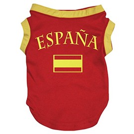 Petitebelle Spain Flag Dog Shirt - Red - Medium