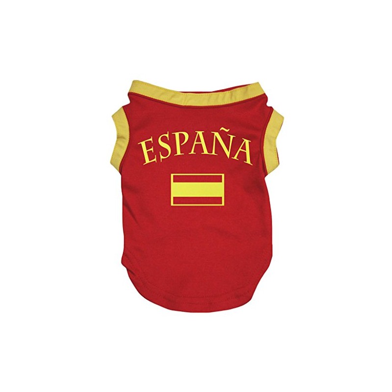 Petitebelle Spain Flag Dog Shirt - Red - Medium