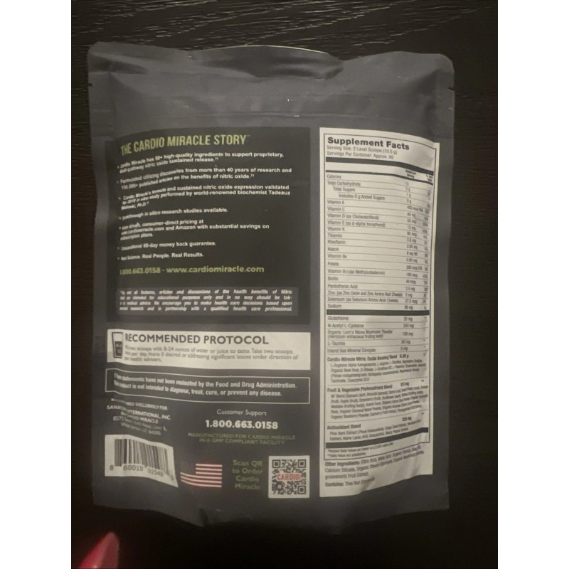 Cardio Miracle 60 Servings Complete Nitric Oxide Exp 1/2027 -