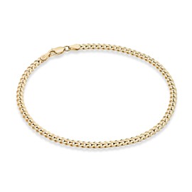 Miabella Solid 925 Sterling Silver Italian 3.5mm Diamond Cut Cuban Link Curb Chain Anklet for Women, Made in Italy, Length 9 Inches (Small), Sterling Silver