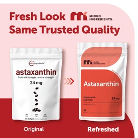 Micro Ingredients Astaxanthin 24mg Per Serving with MCT Oil, 60 Softgels