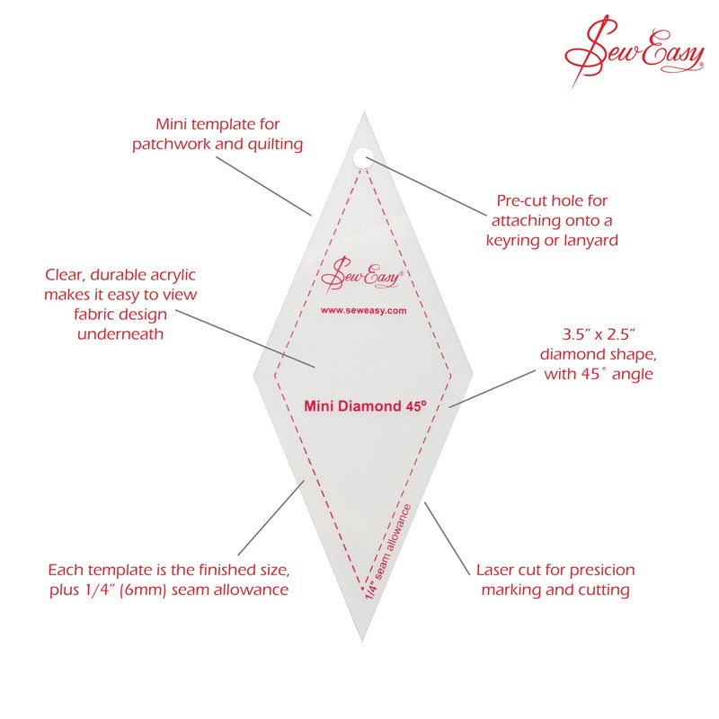 Sew Easy Mini Template – 45° Diamond Quilting & Patchwork