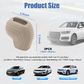 Ziciner 2PCS Car Gear Shift Knob Cover, Elastic Silicone Car Automatic Shift Protect Accessories, Anti-Slip Auto Knob Gear Stick Protector, Car Interior Decoration for Men Women (New, Beige)