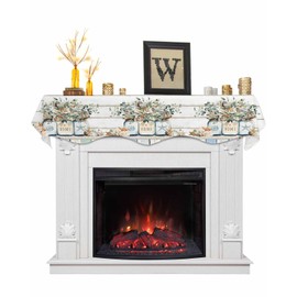 BEMIGO Mantel Scarf 90 x 17 Inch, Summer Eucalyptus Leaves Vase Mantel Scarf for Fireplace Top Runner Ocean Shell Starfish Fireplace Mantel Scarf Cover for Holiday Party Living Room Home Decorations