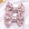 KISZU 3 Inch Glitter Hair Bows Clips, Sparkling Sequin Little