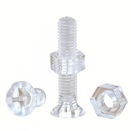 PC(Polycarbonate) Plastic Transparent Metric Phillips Flat Head Screws with Nuts and Washers Assortments M4X10/30Sets